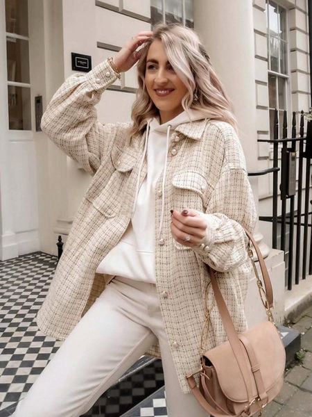 women's wool & blends jacket shirt plaid coat oversize casual women suits turn down collar long sleeve outwear autumn suit top, Black
women's wool & blends jacket shirt plaid coat oversize casual women suits turn down collar long sleeve outwear autumn suit top, Black