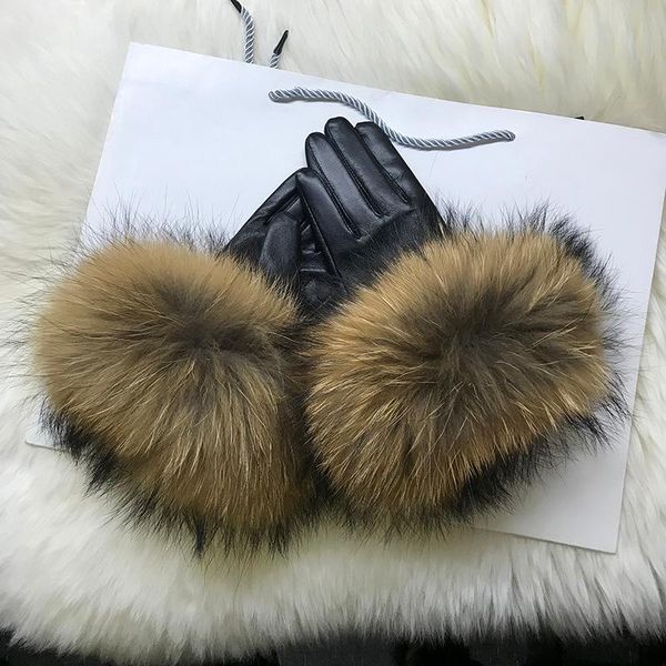 five fingers gloves real raccoon fur women' genuine leather big sheepskin female winter velvet warm touch, Blue;gray
five fingers gloves real raccoon fur women' genuine leather big sheepskin female winter velvet warm touch, Blue;gray