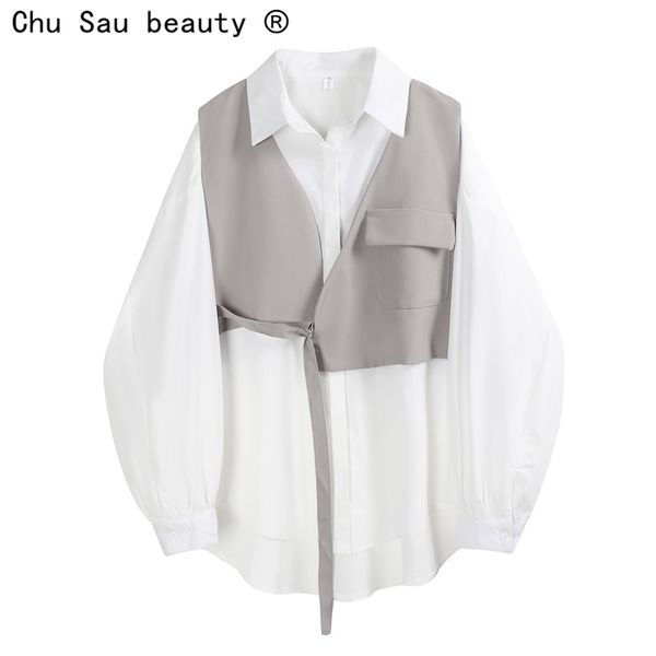 spring fashion woman blouses vintage design korean turn down collar cardigan oversized long sleeve loose women shirts 210508, White
spring fashion woman blouses vintage design korean turn down collar cardigan oversized long sleeve loose women shirts 210508, White