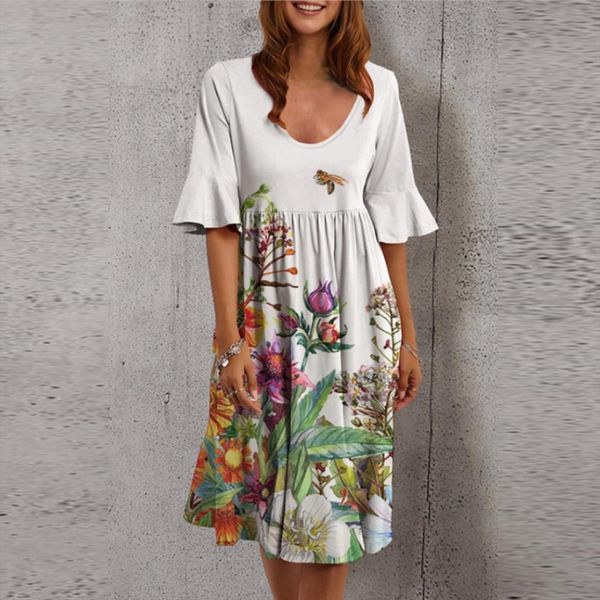 flower printed summer knee length women dress ruffles plus size with short sleeve sundress, Black;gray
flower printed summer knee length women dress ruffles plus size with short sleeve sundress, Black;gray