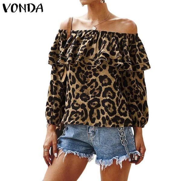 women's blouses & shirts vonda women'blouse 2021 summer off shoulder leopard print loose beach office plus size blusa tunic, White
women's blouses & shirts vonda women'blouse 2021 summer off shoulder leopard print loose beach office plus size blusa tunic, White