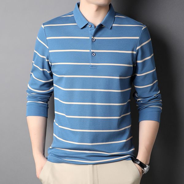 2021 spring autumn men's long sleeve lapel t-shirt young middle-aged fashion casual stripe loose handsome bottomed polo shirt, Black
2021 spring autumn men's long sleeve lapel t-shirt young middle-aged fashion casual stripe loose handsome bottomed polo shirt, Black