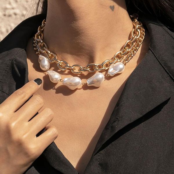 chokers punk vintage baroque pearls metal thick chain choker necklace for women hiphop double layers colar chocker jewelry gift, Golden;silver
chokers punk vintage baroque pearls metal thick chain choker necklace for women hiphop double layers colar chocker jewelry gift, Golden;silver