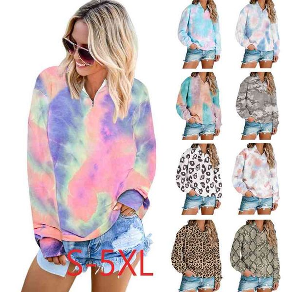 2020 autumn new tie dye printing zipper collar sweatshirt long sleeve sweater for women, Black
2020 autumn new tie dye printing zipper collar sweatshirt long sleeve sweater for women, Black
