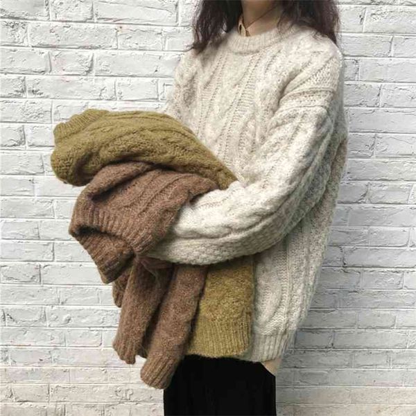 korean chic casual loose sweater women autumn winter lazy solid warm streetwear knitted pullover vintage jumper 210514, White;black
korean chic casual loose sweater women autumn winter lazy solid warm streetwear knitted pullover vintage jumper 210514, White;black