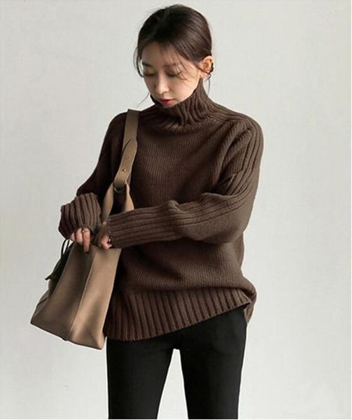 women's sweaters 2021 autumn winter loose turtleneck pullover basic warm sweater for women korean soft kniited solid, White;black
women's sweaters 2021 autumn winter loose turtleneck pullover basic warm sweater for women korean soft kniited solid, White;black