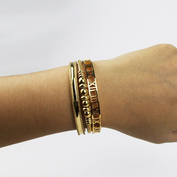 3 pieces/set of luxury hollowroman numeral beaded stainless steel bracelet frosted bracelet jewelry for women wholesale, Golden;silver
3 pieces/set of luxury hollowroman numeral beaded stainless steel bracelet frosted bracelet jewelry for women wholesale, Golden;silver