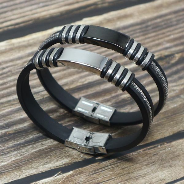 cuff black silicone bracelet buckle stainless steel bracelets for men vintage male jewelry gift, White
cuff black silicone bracelet buckle stainless steel bracelets for men vintage male jewelry gift, White