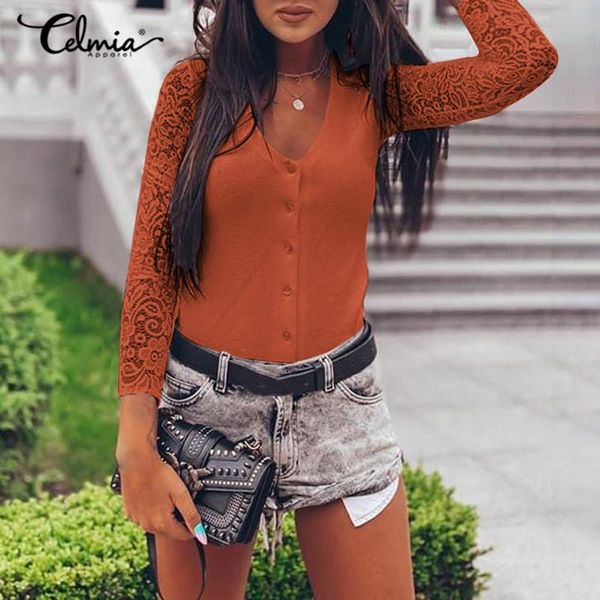 women's t-shirt elegant ol tees celmia women lace t shirt 2021 fashion long sleeve v neck tight ladies buttons t-shirts, White
women's t-shirt elegant ol tees celmia women lace t shirt 2021 fashion long sleeve v neck tight ladies buttons t-shirts, White