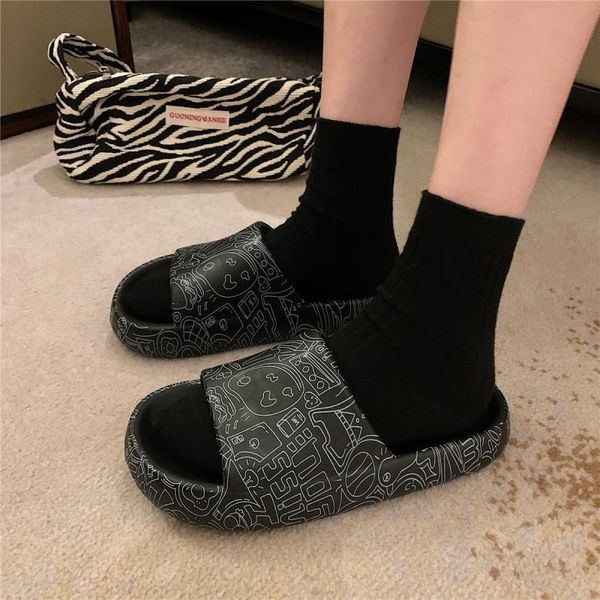 slippers 2021 style external wearing sandals home soft thick bottom fashion personalized graffiti women's summer, Black
slippers 2021 style external wearing sandals home soft thick bottom fashion personalized graffiti women's summer, Black