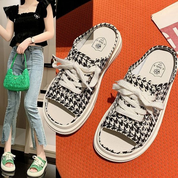 luxury slippers thick soled canvas board sho women's 2021 summer heel ls lace up open toe sandals, Black
luxury slippers thick soled canvas board sho women's 2021 summer heel ls lace up open toe sandals, Black