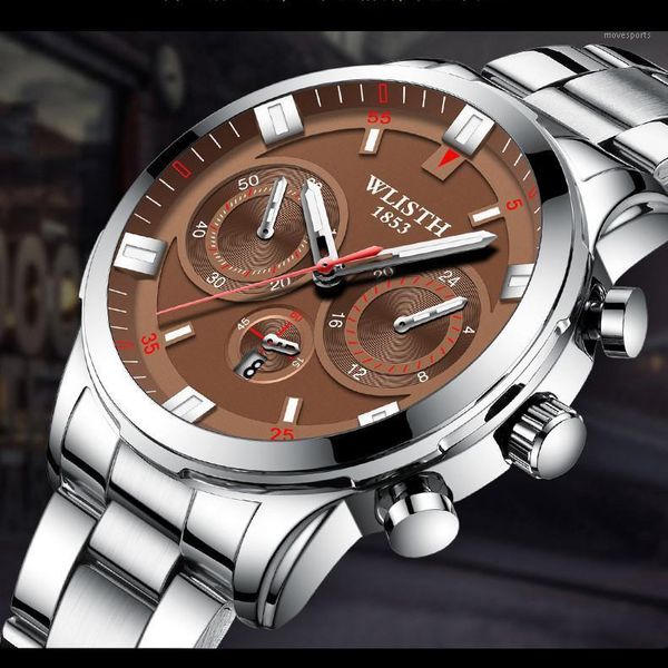 wristwatches wlisth men's decorative 3 eyes 6 hands business watch stainless steel waterproof quartz fashion luminous calendar clock, Slivery;brown
wristwatches wlisth men's decorative 3 eyes 6 hands business watch stainless steel waterproof quartz fashion luminous calendar clock, Slivery;brown