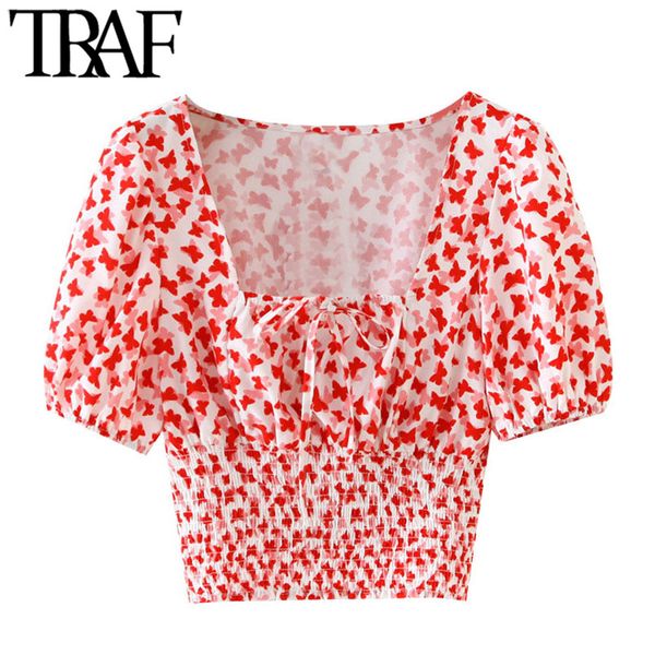 traf women fashion printed cropped blouses vintage tied square collar puff sleeve female shirts blusas chic 210415, White
traf women fashion printed cropped blouses vintage tied square collar puff sleeve female shirts blusas chic 210415, White