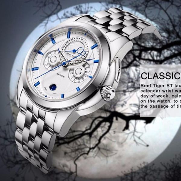 wristwatches reef tiger/rt casual business watch complicated date calendar moon phase men's waterproof watches clock relogio masculino, Slivery;brown
wristwatches reef tiger/rt casual business watch complicated date calendar moon phase men's waterproof watches clock relogio masculino, Slivery;brown