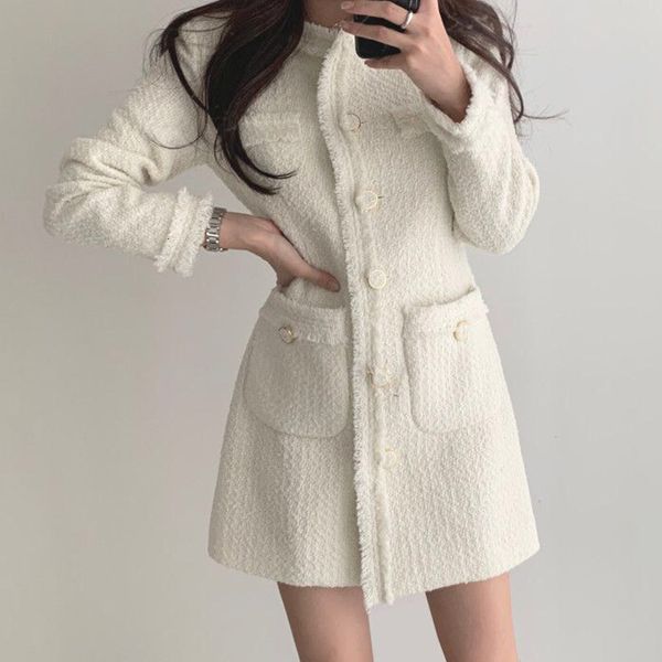 casual dresses dressed in tweed autumn feminine high waist simple fashion dress midi long elegant sleeve party yqi9, Black;gray
casual dresses dressed in tweed autumn feminine high waist simple fashion dress midi long elegant sleeve party yqi9, Black;gray
