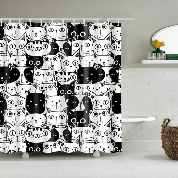 animals shower curtain black and white cartoon cat bath accessories with 12 hooks waterproof polyester fabric bathroom decor curtains
animals shower curtain black and white cartoon cat bath accessories with 12 hooks waterproof polyester fabric bathroom decor curtains