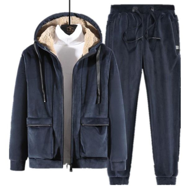 men's tracksuits winter warm men hooded set velvet thick two pieces sets jacket+pants trend mens sportswear casual track suit, Gray
men's tracksuits winter warm men hooded set velvet thick two pieces sets jacket+pants trend mens sportswear casual track suit, Gray