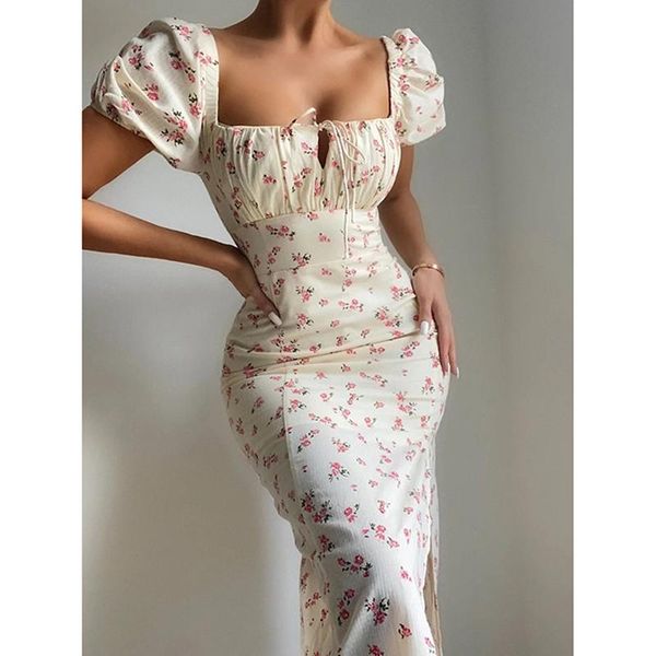 party dresses bodycon dress 2021 summer retro square neck puff sleeve floral slimming high split oversized pullover women, White;black
party dresses bodycon dress 2021 summer retro square neck puff sleeve floral slimming high split oversized pullover women, White;black