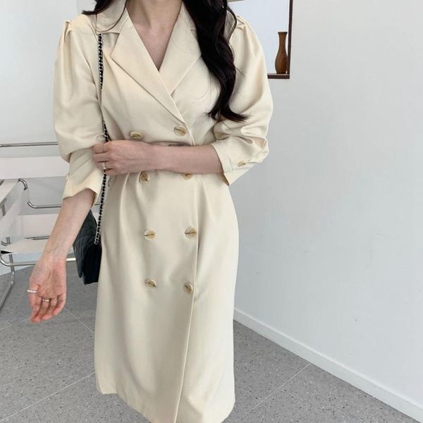 casual dresses women dress 2021 autumn korean temperament suit collar double-breasted lace-up waist slim solid color vestidos, Black;gray
casual dresses women dress 2021 autumn korean temperament suit collar double-breasted lace-up waist slim solid color vestidos, Black;gray