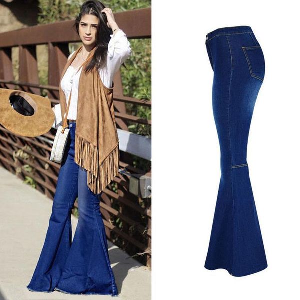 women's high-waisted flare stretch oversized flared pants women vintage washed cotton denim jeans trousers, Blue
women's high-waisted flare stretch oversized flared pants women vintage washed cotton denim jeans trousers, Blue