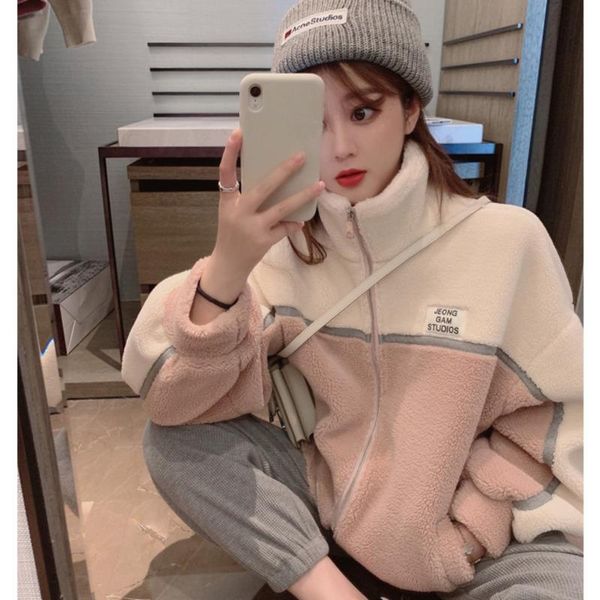 women's fur & faux korean loose casual lamb wool coat 2021 autumn winter thickened cashmere cotton long sleeve pink overcoat women, Black
women's fur & faux korean loose casual lamb wool coat 2021 autumn winter thickened cashmere cotton long sleeve pink overcoat women, Black