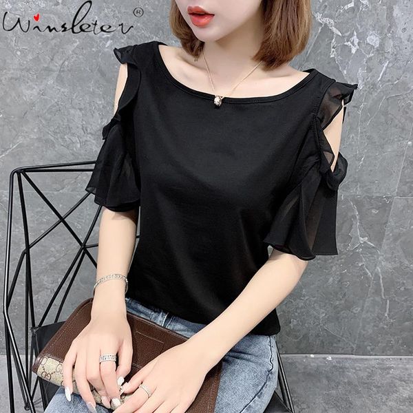 women's t-shirt summer european clothes cotton girls fashion off shoulder ruffles women short sleeve loose tees 2021 t12825a, White
women's t-shirt summer european clothes cotton girls fashion off shoulder ruffles women short sleeve loose tees 2021 t12825a, White