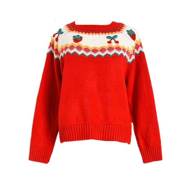 sweaters women's christmas sweaters harajuku winter strawberry cherry crocheted red pullover sweater with round collar knit jumper, White;black
sweaters women's christmas sweaters harajuku winter strawberry cherry crocheted red pullover sweater with round collar knit jumper, White;black