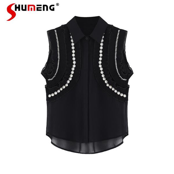 women's blouses & shirts 2021 summer korean style wooden ear beads rhinestones chiffon loose retro sleeveless shirt top, White
women's blouses & shirts 2021 summer korean style wooden ear beads rhinestones chiffon loose retro sleeveless shirt top, White