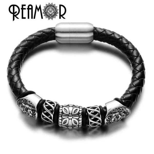 charm bracelets reamor fashion men bangles 316l stainless steel skull mask & flower beads genuine braided leather bracelet, Golden;silver
charm bracelets reamor fashion men bangles 316l stainless steel skull mask & flower beads genuine braided leather bracelet, Golden;silver