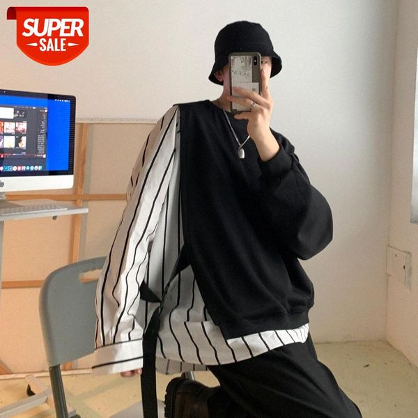intfedat designer style personality color matching fake two loose sweater men's korean jacket #ub4c, Black
intfedat designer style personality color matching fake two loose sweater men's korean jacket #ub4c, Black