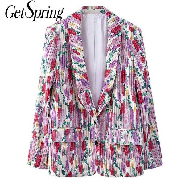 getspring women blazer flower printed pleated suit single breasted long ladies coat women's loose jacket 210601, White;black
getspring women blazer flower printed pleated suit single breasted long ladies coat women's loose jacket 210601, White;black