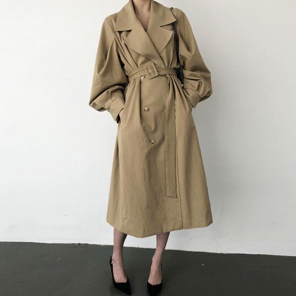 women's trench coats lmq 2021 korean style windbreaker coat british long double breasted belted lady outerwear casual classic, Tan;black
women's trench coats lmq 2021 korean style windbreaker coat british long double breasted belted lady outerwear casual classic, Tan;black