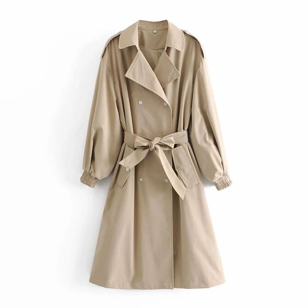 autumn winter women long trench coat lapel collar sleeves with elastic cuffs belt casual coats jackets 210420, Tan;black
autumn winter women long trench coat lapel collar sleeves with elastic cuffs belt casual coats jackets 210420, Tan;black