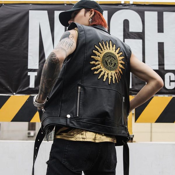 men's vests sun graphic rivets punk rock drum guitar show costumes vest tank leather young dark metal boy's chic stage coat, Black;white
men's vests sun graphic rivets punk rock drum guitar show costumes vest tank leather young dark metal boy's chic stage coat, Black;white