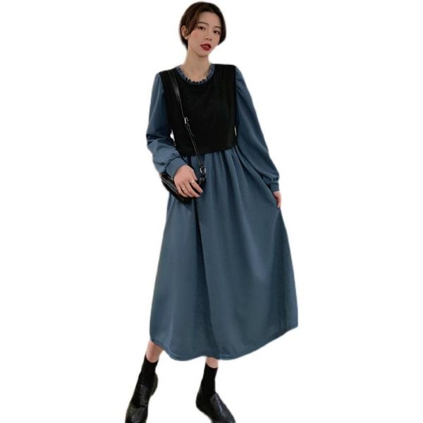casual dresses 2021 spring autumn women's fake 2 pieces patchwork fashionable elegant long sleeve ruffle neck vintage clothing, Black;gray
casual dresses 2021 spring autumn women's fake 2 pieces patchwork fashionable elegant long sleeve ruffle neck vintage clothing, Black;gray