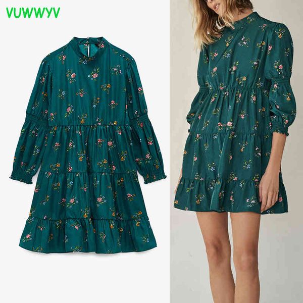 green vintage floral print ruffle dress women chic ruched party mini woman long sleeve elastic waist short vestidos 210430, Black;gray
green vintage floral print ruffle dress women chic ruched party mini woman long sleeve elastic waist short vestidos 210430, Black;gray