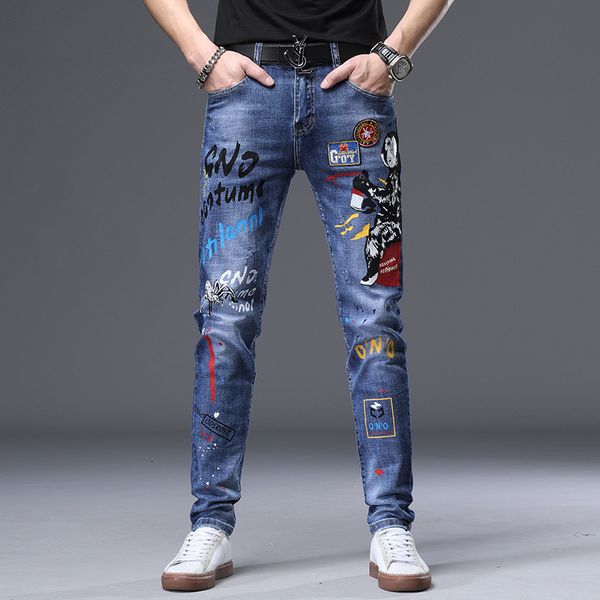 mens jeans fashion brand embroidery printing trend korean slim elastic casual leg mens, Blue
mens jeans fashion brand embroidery printing trend korean slim elastic casual leg mens, Blue