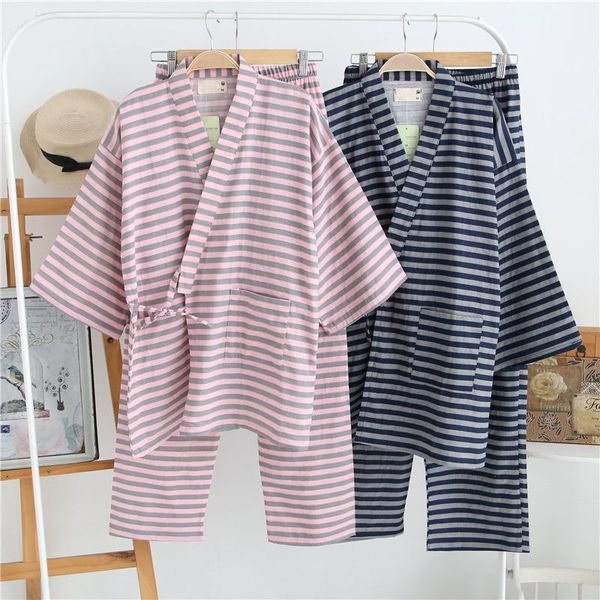 men's sleepwear couples japanese kimono striped cotton pajamas sets men women home clothing long sleep bottoms, Black;brown
men's sleepwear couples japanese kimono striped cotton pajamas sets men women home clothing long sleep bottoms, Black;brown