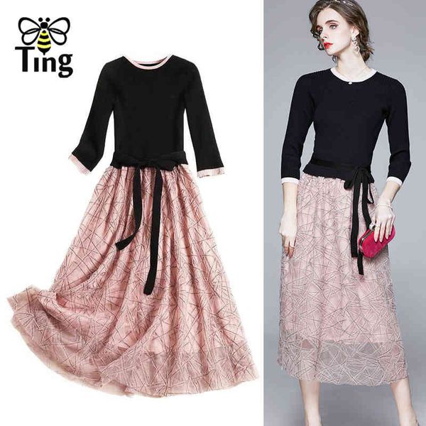 vintage elegant women's casual dress knitting patchwork embroidery half sleeve street fashion lady robes clothing 210513, Black;gray
vintage elegant women's casual dress knitting patchwork embroidery half sleeve street fashion lady robes clothing 210513, Black;gray