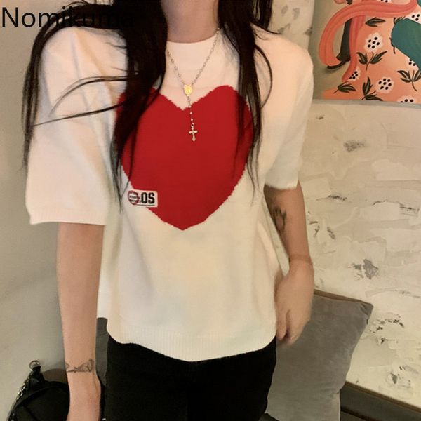 nomikuma short sleeve knitwear spring korean love heart knitted pullovers causal o-neck hit color jumpers 6e990 210427, White;black
nomikuma short sleeve knitwear spring korean love heart knitted pullovers causal o-neck hit color jumpers 6e990 210427, White;black