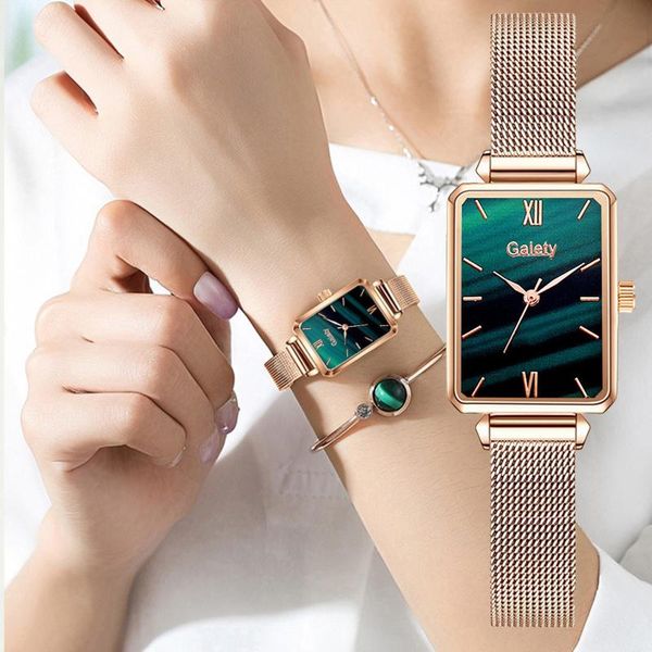 wristwatches gaiety brand women watches fashion square ladies quartz watch bracelet set green dial simple rose gold mesh luxury, Slivery;brown
wristwatches gaiety brand women watches fashion square ladies quartz watch bracelet set green dial simple rose gold mesh luxury, Slivery;brown