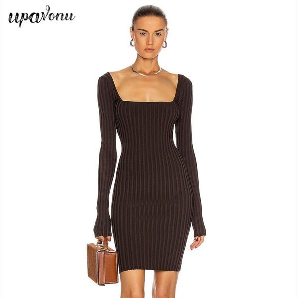 casual dresses 2021 women's striped knit dress square neck long sleeve halter bodycon mini celebrity club party, Black;gray
casual dresses 2021 women's striped knit dress square neck long sleeve halter bodycon mini celebrity club party, Black;gray