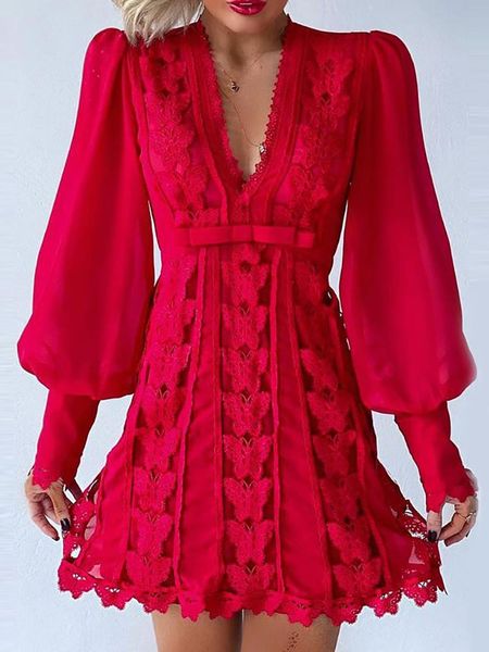 casual dresses 2021 women autumn boho fashion elegant v neck solid sheer mesh long puff sleeve butterfly white lace mini dress, Black;gray
casual dresses 2021 women autumn boho fashion elegant v neck solid sheer mesh long puff sleeve butterfly white lace mini dress, Black;gray