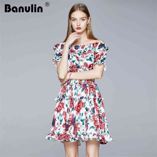 banulin elegant runway summer dress women's short sleeve ruffles elasticity waist red rose print off shoulder 210603, Black;gray
banulin elegant runway summer dress women's short sleeve ruffles elasticity waist red rose print off shoulder 210603, Black;gray