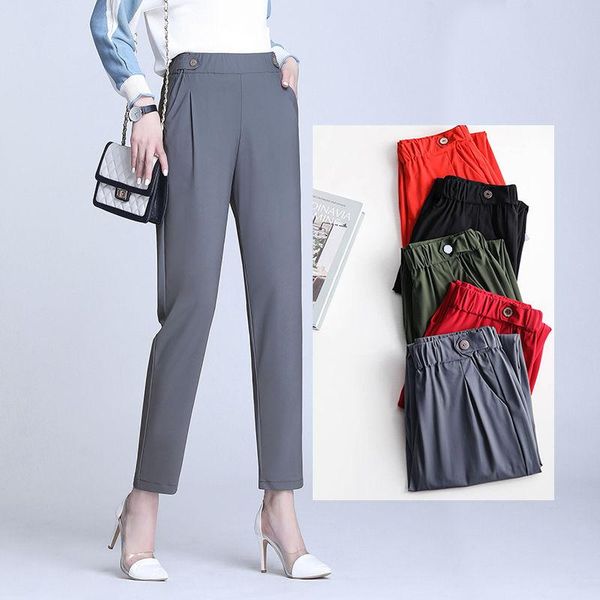 women's pants & capris 2021 autumn leisure pockets solid high waist women elastic loose casual trousers ankle-length a26, Black;white
women's pants & capris 2021 autumn leisure pockets solid high waist women elastic loose casual trousers ankle-length a26, Black;white