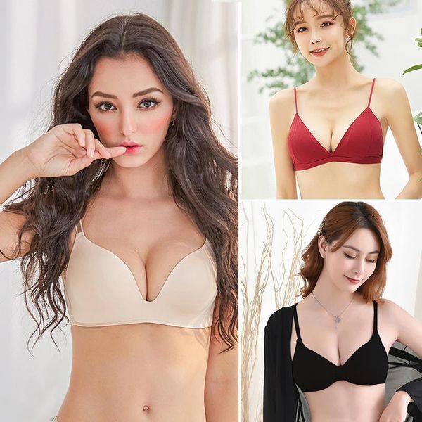 bras summer women solid bralette bra french triangle thin strap seamless wire backless lingerie, Red;black
bras summer women solid bralette bra french triangle thin strap seamless wire backless lingerie, Red;black