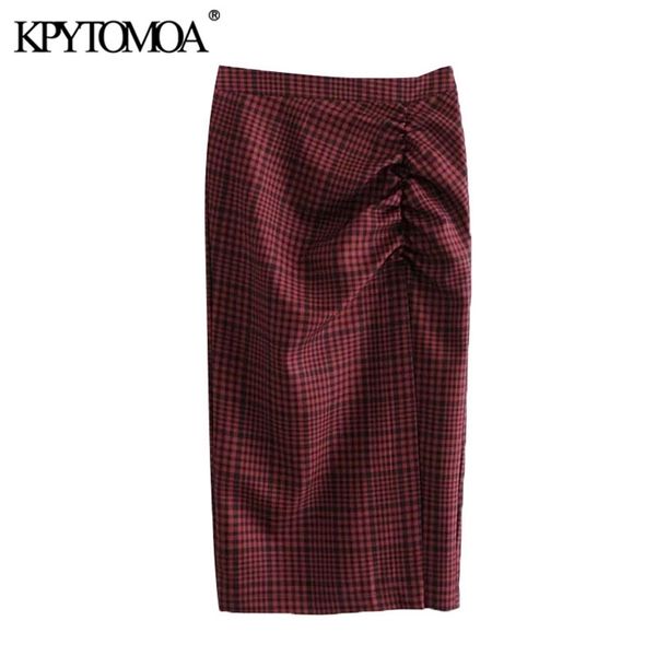women chic fashion pleated side vents check midi skirt vintage high waist back zipper female skirts mujer 210420, Black
women chic fashion pleated side vents check midi skirt vintage high waist back zipper female skirts mujer 210420, Black