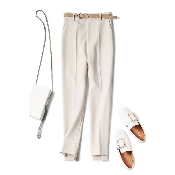 spring trousers women's thin cigarette trousers small feet suit pants high waist straight drape casual pants streetwear 210522, Black;white
spring trousers women's thin cigarette trousers small feet suit pants high waist straight drape casual pants streetwear 210522, Black;white