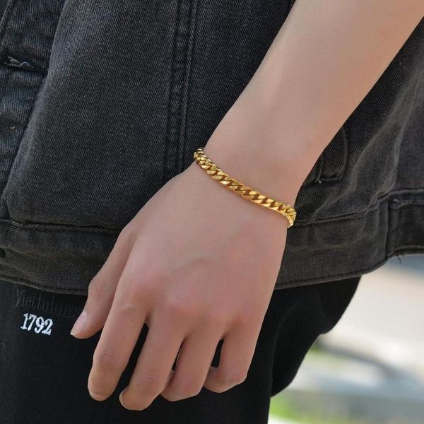 link, chain fashion stainless steel gold cuban bracelet men and women jewelry, Black
link, chain fashion stainless steel gold cuban bracelet men and women jewelry, Black