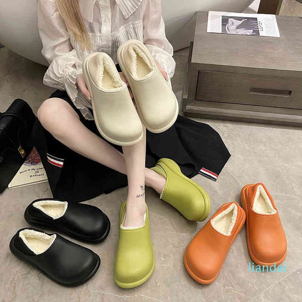65mm sense of stepping on excrement two wear winter cotton slippers women's warm bag with thickened bottom korean home fashion, Black
65mm sense of stepping on excrement two wear winter cotton slippers women's warm bag with thickened bottom korean home fashion, Black